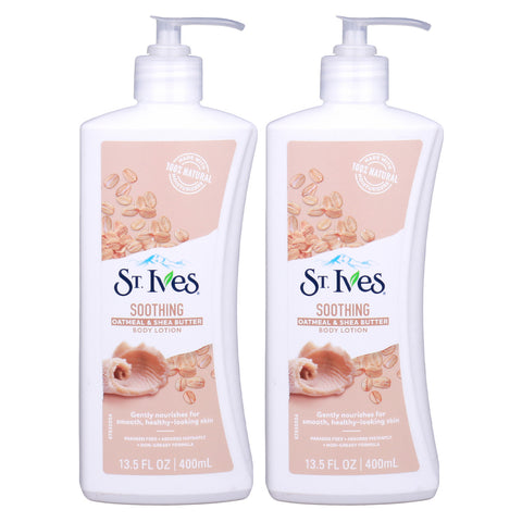 GETIT.QA- Qatar’s Best Online Shopping Website offers ST IVES SOOTHING BODY LOTION OATMEAL AND SHEABUTTER-- 400 ML-- 1+1 at the lowest price in Qatar. Free Shipping & COD Available!