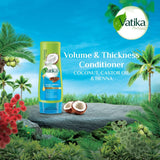 GETIT.QA- Qatar’s Best Online Shopping Website offers VATIKA NATURALS VOLUME & THICKNESS CONDITIONER ENRICHED WITH COCONUT & CASTOR 200 ML at the lowest price in Qatar. Free Shipping & COD Available!