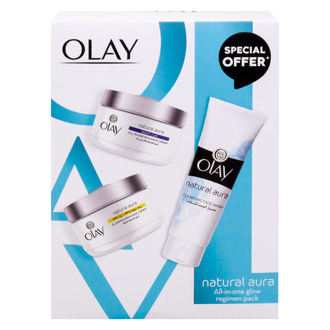 GETIT.QA- Qatar’s Best Online Shopping Website offers OLAY NATURAL WHITE DAY CREAM 50 ML + NIGHT CREAM 50 ML + FACE WASH 100 ML at the lowest price in Qatar. Free Shipping & COD Available!