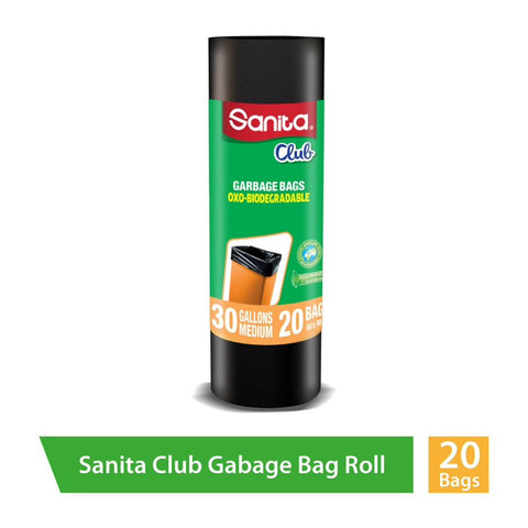 GETIT.QA- Qatar’s Best Online Shopping Website offers SANITA CLUB BIODEGRADABLE GARBAGE BAGS 30 GALLONS MEDIUM SIZE 60 X 90CM 20 PCS at the lowest price in Qatar. Free Shipping & COD Available!