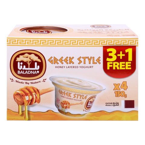 GETIT.QA- Qatar’s Best Online Shopping Website offers BALADNA GREEK STYLE HONEY YOGHURT 150 G 3+1 at the lowest price in Qatar. Free Shipping & COD Available!