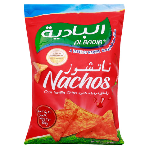 GETIT.QA- Qatar’s Best Online Shopping Website offers AL BADIA SWEET CHILLY NACHOS CORN TORTILLA CHIPS 150 G at the lowest price in Qatar. Free Shipping & COD Available!