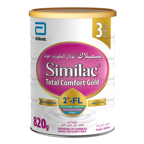 GETIT.QA- Qatar’s Best Online Shopping Website offers SIMILAC TOTAL COMFORT GOLD-- 2'-FL STAGE-- 3 GROWING UP FORMULA FROM-- 1-3 YEARS-- 820 G at the lowest price in Qatar. Free Shipping & COD Available!