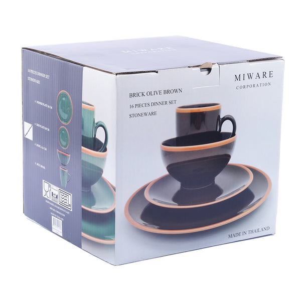 GETIT.QA | MIWARE DINNER SET 16PCS BRICK OLIVE BROWN | COD available