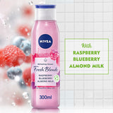 GETIT.QA- Qatar’s Best Online Shopping Website offers NIVEA FRESH BLENDS REFRESHING SHOWER GEL RASPBERRY-- BLUEBERRY-- ALMOND MILK 300 ML at the lowest price in Qatar. Free Shipping & COD Available!