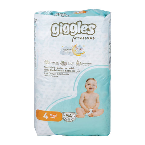 GETIT.QA- Qatar’s Best Online Shopping Website offers GIGGLES PREMIUM BABY DIAPER MAXI SIZE 4 7-18 KG 54 PCS at the lowest price in Qatar. Free Shipping & COD Available!