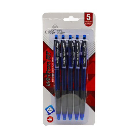 GETIT.QA- Qatar’s Best Online Shopping Website offers WIN PLUS PEN WINTRON GEL RT 0.7MM BLUE 5PCS at the lowest price in Qatar. Free Shipping & COD Available!