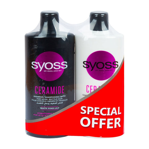 GETIT.QA- Qatar’s Best Online Shopping Website offers SYOSS CERAMIDE SHAMPOO 500 ML + CONDITIONER-- 500 ML at the lowest price in Qatar. Free Shipping & COD Available!