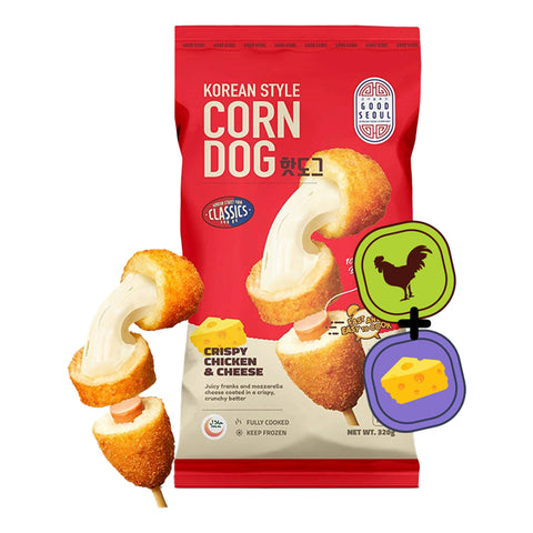 GETIT.QA- Qatar’s Best Online Shopping Website offers GOOD SEOUL KOREAN STYLE CORN DOG CRISPY CHICKEN & CHEESE 320 G at the lowest price in Qatar. Free Shipping & COD Available!