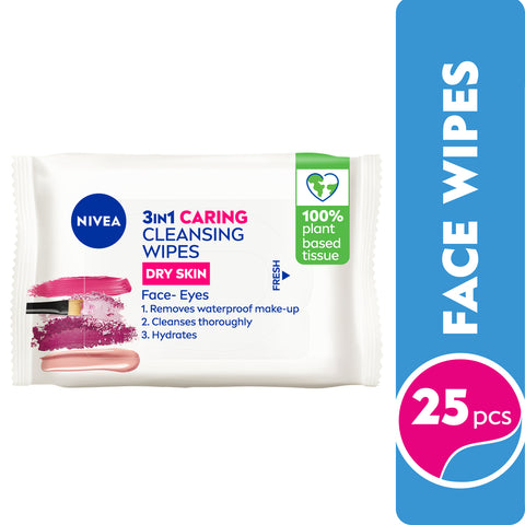 GETIT.QA- Qatar’s Best Online Shopping Website offers NIVEA FACE WIPES 3IN1 CARING CLEANSING DRY SKIN 25 PCS at the lowest price in Qatar. Free Shipping & COD Available!