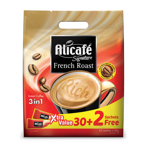 GETIT.QA- Qatar’s Best Online Shopping Website offers ALICAFE FRENCH ROAST 3IN1 INSTANT COFFEE 22 G 30+2 at the lowest price in Qatar. Free Shipping & COD Available!