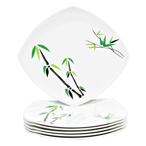 GETIT.QA- Qatar’s Best Online Shopping Website offers HOOVER BAMBOO TREE PRINT SQUARE PLATE-- 27 CM-- GREEN/WHITE-- HVR.GB810 at the lowest price in Qatar. Free Shipping & COD Available!