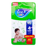 GETIT.QA- Qatar’s Best Online Shopping Website offers FINE BABY BABY DIAPERS MEGA PACK SIZE 4 LARGE 7-14 KG 60 PCS at the lowest price in Qatar. Free Shipping & COD Available!