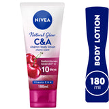 GETIT.QA- Qatar’s Best Online Shopping Website offers NIVEA BODY LOTION NATURAL GLOW VITAMIN C & A CHERRY SCENT 180 ML at the lowest price in Qatar. Free Shipping & COD Available!