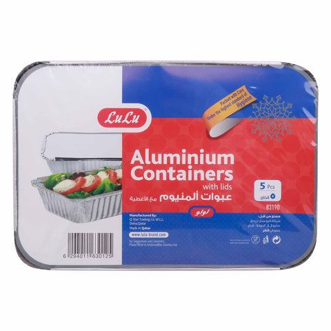 GETIT.QA- Qatar’s Best Online Shopping Website offers PREMIUM ALUMINIUM CONTAINERS WITH LIDS 83190 5 PCS at the lowest price in Qatar. Free Shipping & COD Available!