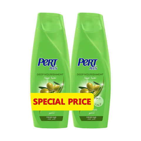 GETIT.QA- Qatar’s Best Online Shopping Website offers PERT PLUS DEEP NOURISHMENT SHAMPOO WITH OLIVE OIL VALUE PACK 2 X 400 ML at the lowest price in Qatar. Free Shipping & COD Available!