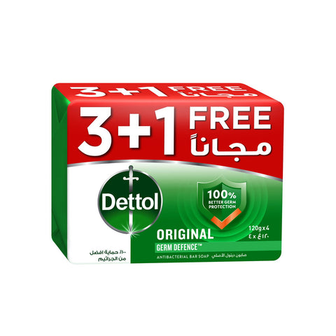 GETIT.QA- Qatar’s Best Online Shopping Website offers DETTOL ORIGINAL ANTI-BACTERIAL SOAP 4 X 120 G at the lowest price in Qatar. Free Shipping & COD Available!