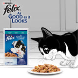 GETIT.QA- Qatar’s Best Online Shopping Website offers PURINA WET CAT FOOD FELIX AS GOOD AS IT LOOKS TUNA IN JELLY 85 G
 at the lowest price in Qatar. Free Shipping & COD Available!