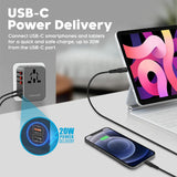 GETIT.QA- Qatar’s Best Online Shopping Website offers PROMATE SMART CHARGING SURGE PROTECTED UNIVERSAL TRAVEL ADAPTER TRIPMATE-36W at the lowest price in Qatar. Free Shipping & COD Available!