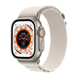 GETIT.QA- Qatar’s Best Online Shopping Website offers APPLE WATCH ULTRA GPS + CELLULAR TITANIUM CASE WITH STARLIGHT ALPINE LOOP, 49 MM, SMALL (BAND SIZE), MQFQ3 at the lowest price in Qatar. Free Shipping & COD Available!