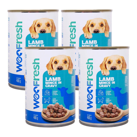 GETIT.QA- Qatar’s Best Online Shopping Website offers WOOFRESH LAMB MINCE IN GRAVY 4 X 400 G
 at the lowest price in Qatar. Free Shipping & COD Available!