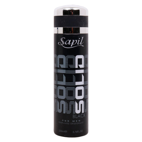 GETIT.QA- Qatar’s Best Online Shopping Website offers SAPIL SOLID BLACK PERFUMED DEODORANT SPRAY FOR MEN 200 ML at the lowest price in Qatar. Free Shipping & COD Available!