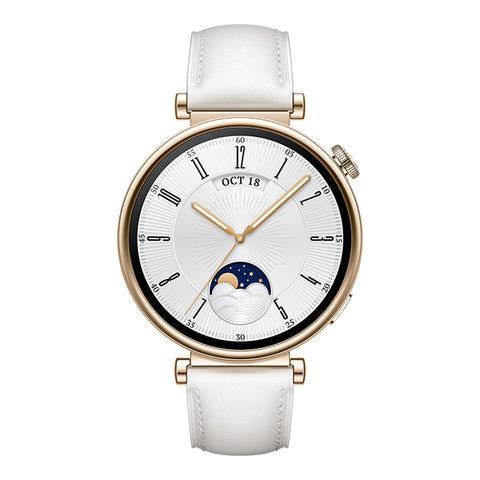 GETIT.QA- Qatar’s Best Online Shopping Website offers HUAWEI SMART WATCH GT 4, 41 MM, WHITE LEATHER STRAP, AURORA-B19L at the lowest price in Qatar. Free Shipping & COD Available!