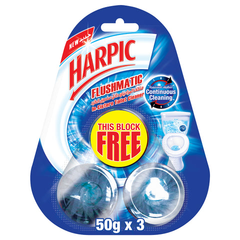 GETIT.QA- Qatar’s Best Online Shopping Website offers HARPIC FLUSHMATIC ORIGINAL IN-CISTERN TOILET CLEANER 3 X 50 G at the lowest price in Qatar. Free Shipping & COD Available!