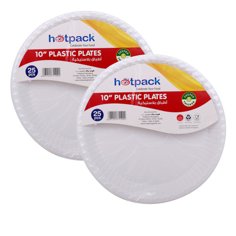 GETIT.QA- Qatar’s Best Online Shopping Website offers HOT PACK PLASTIC PLATE-- 10 INCHES-- 2 X 25 PCS at the lowest price in Qatar. Free Shipping & COD Available!