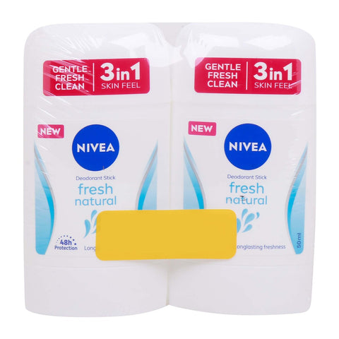 GETIT.QA- Qatar’s Best Online Shopping Website offers NIVEA WOMEN FRESH NATURAL ANTI PERSPIRANT DEO STICK-- 2 X 50 ML at the lowest price in Qatar. Free Shipping & COD Available!