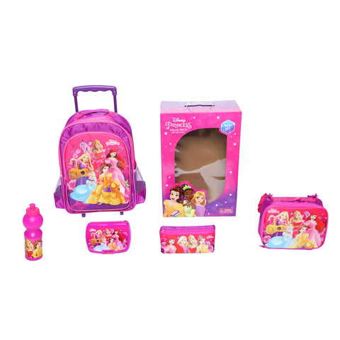 GETIT.QA- Qatar’s Best Online Shopping Website offers DISNEY PRINCESS 5 IN1 VALUE PACK 16 INCH TROLLEY, FK023304 at the lowest price in Qatar. Free Shipping & COD Available!