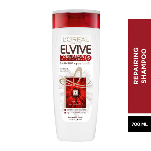 GETIT.QA- Qatar’s Best Online Shopping Website offers L'OREAL PARIS ELVIVE TOTAL REPAIR 5 SHAMPOO FOR DAMAGED HAIR 700 ML at the lowest price in Qatar. Free Shipping & COD Available!