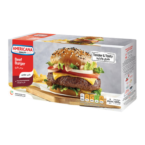 GETIT.QA- Qatar’s Best Online Shopping Website offers AME.BEEF BURGER JUMBO 400GM at the lowest price in Qatar. Free Shipping & COD Available!