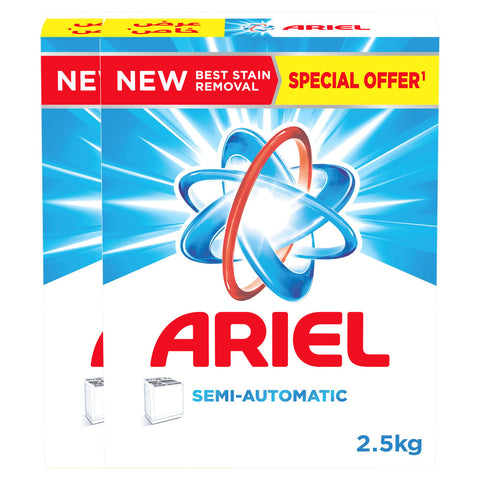 GETIT.QA- Qatar’s Best Online Shopping Website offers ARIEL SEMI-AUTOMATIC WASHING POWDER BLUE ORIGINAL 2 X 2.5 KG
 at the lowest price in Qatar. Free Shipping & COD Available!