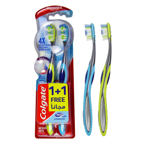 GETIT.QA- Qatar’s Best Online Shopping Website offers COLGATE 360 INTERDENTAL MEDIUM TOOTHBRUSH 2 PCS at the lowest price in Qatar. Free Shipping & COD Available!