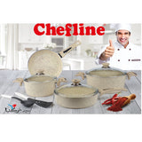 GETIT.QA- Qatar’s Best Online Shopping Website offers CHEFLINE GRANITE COOKWARE SET 9PCS ASSORTED COLORS at the lowest price in Qatar. Free Shipping & COD Available!