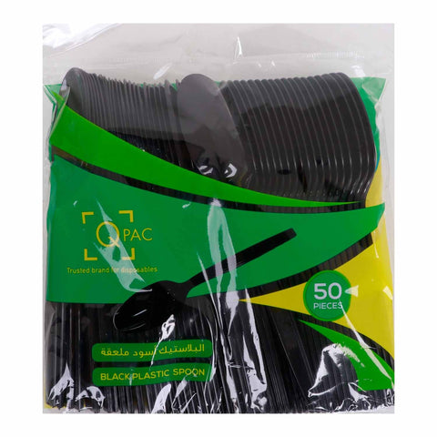 QPac Plastic Spoon Black 50 pcs