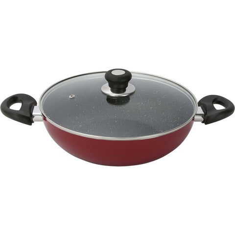 GETIT.QA- Qatar’s Best Online Shopping Website offers LULU BLACK MARBLE WOK PAN WITH LID-- 26 CM at the lowest price in Qatar. Free Shipping & COD Available!