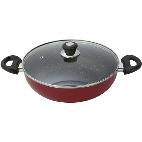 GETIT.QA- Qatar’s Best Online Shopping Website offers LULU BLACK MARBLE WOK PAN WITH LID-- 28 CM-- JCM28-2-DH at the lowest price in Qatar. Free Shipping & COD Available!