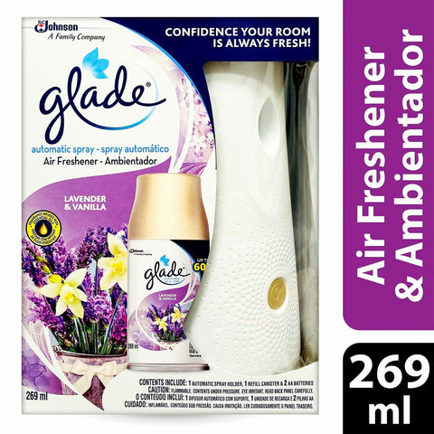 GETIT.QA- Qatar’s Best Online Shopping Website offers GLADE AIR FRESHENER AUTOMATIC SPRAY LAVENDER & VANILLA KIT 269 ML
 at the lowest price in Qatar. Free Shipping & COD Available!