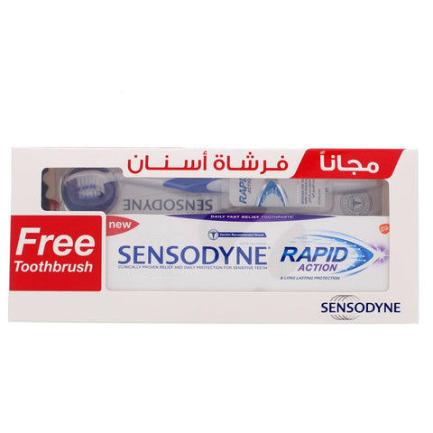 GETIT.QA- Qatar’s Best Online Shopping Website offers SENSODYNE RAPID ACTION TOOTH PASTE 75 ML + TOOTH BRUSH at the lowest price in Qatar. Free Shipping & COD Available!