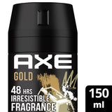 GETIT.QA- Qatar’s Best Online Shopping Website offers AXE GOLD BODY SPRAY FOR MEN OUDWOOD & DARK VANILLA 150 ML at the lowest price in Qatar. Free Shipping & COD Available!