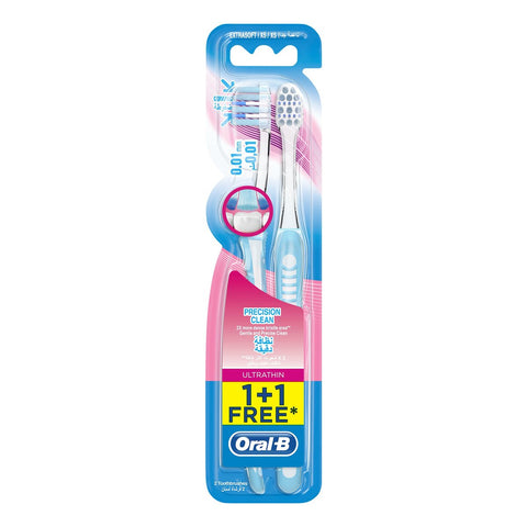 GETIT.QA- Qatar’s Best Online Shopping Website offers ORAL-B ULTRATHIN PRECISION CLEAN EXTRA SOFT MANUAL TOOTHBRUSH ASSORTED COLOR 1+1 at the lowest price in Qatar. Free Shipping & COD Available!