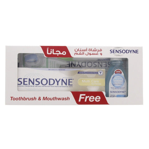 GETIT.QA- Qatar’s Best Online Shopping Website offers SENSODYNE MULTI CARE TOOTHPASTE 75 ML + TOOTHBRUSH + MOUTHWASH 50 ML at the lowest price in Qatar. Free Shipping & COD Available!