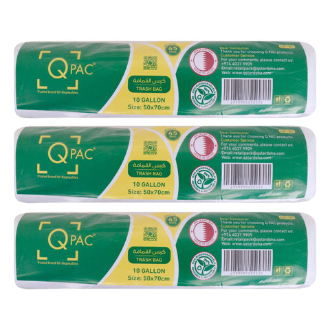 Qpac Biodegradable Trash Bags 10 Gallon 50 x 70 cm 3 x 45 pcs