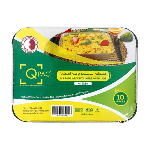 GETIT.QA- Qatar’s Best Online Shopping Website offers QPAC ALUMINIUM CONTAINERS WITH LIDS AC 1120 10PCS at the lowest price in Qatar. Free Shipping & COD Available!