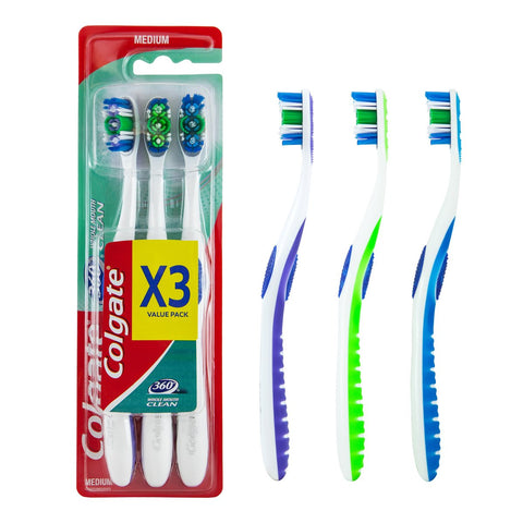 GETIT.QA- Qatar’s Best Online Shopping Website offers COLGATE 360 WHOLE MOUTH CLEAN TOOTHBRUSH MEDIUM 2+1 at the lowest price in Qatar. Free Shipping & COD Available!