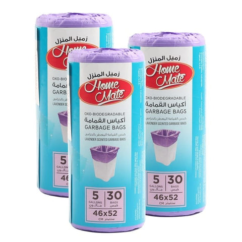 Home Mate Lavender Scented Garbage Bags 5 Gallons Size 46cm x 52cm 3 x 30pcs