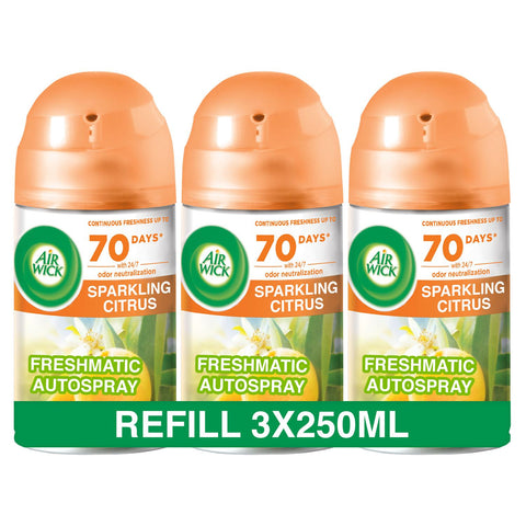 Air Wick Automatic Air Freshener Spray Refill Sparkling Citrus Scent 3 x 250 ml
