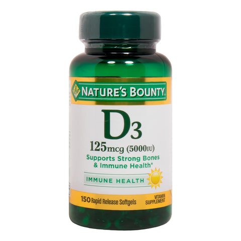 GETIT.QA- Qatar’s Best Online Shopping Website offers NATURE'S BOUNTY D3 125MCG SOFT GELS 150PCS at the lowest price in Qatar. Free Shipping & COD Available!